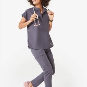 Like New Figs Rafaela Top XS Charcoal Gray Scrub
